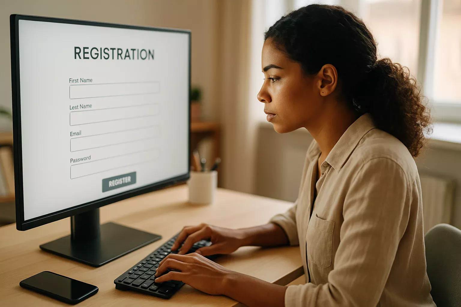 Pessoa realizando cadastro em site de apostas pelo computador