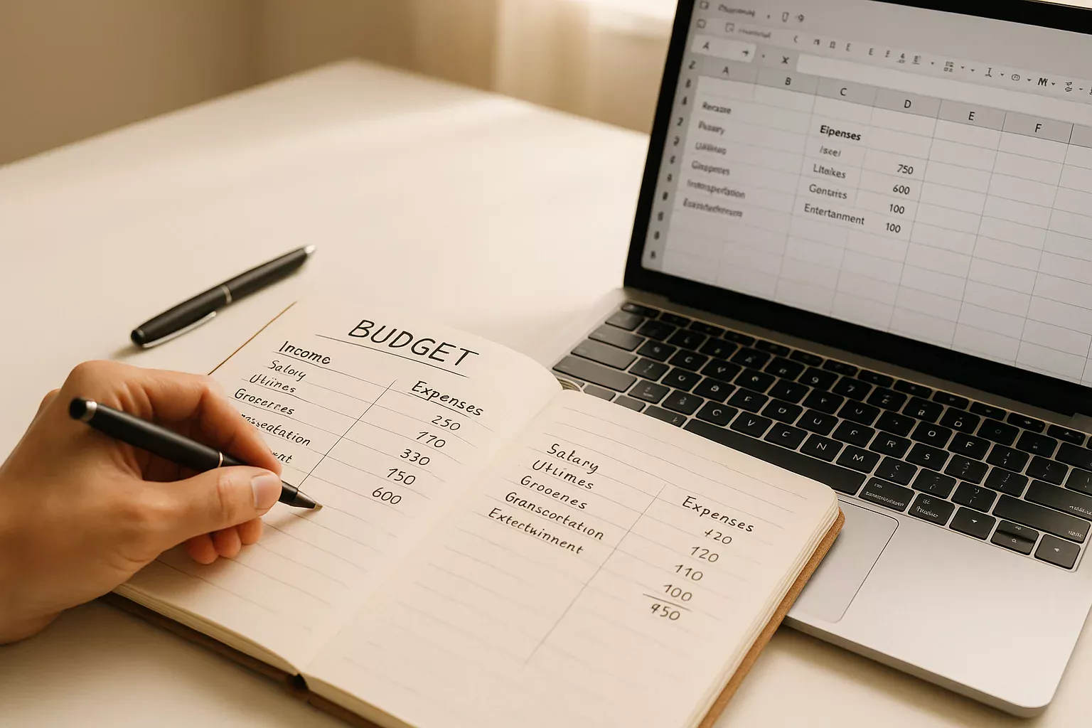 Organizacao financeira com anotacoes e planejamento de apostas