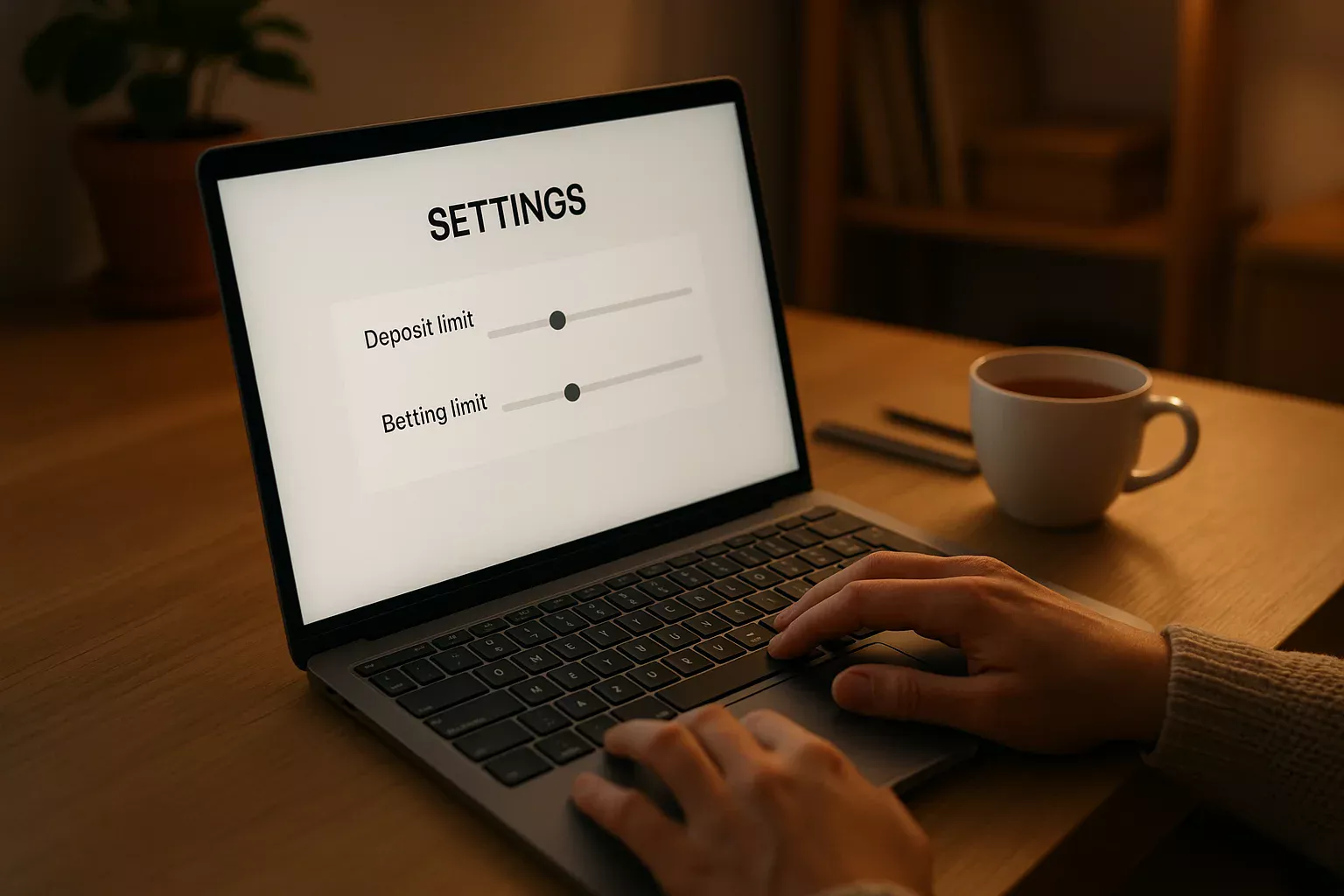 Interface mostrando configuracao de limites de apostas e depositos