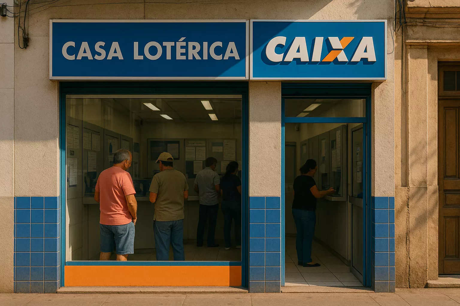 Casa loterica tradicional brasileira em ambiente urbano