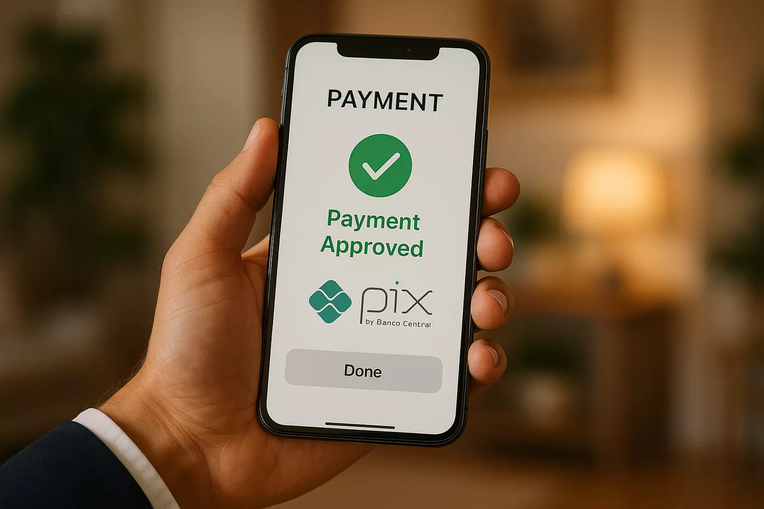 Smartphone exibindo opcoes de pagamento digital seguro